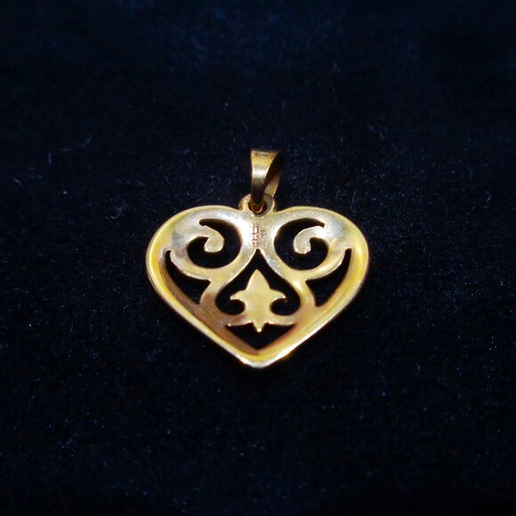 James Avery Pendant Charm 14K Gold Filigree French Scroll Heart Love - Picture 3 of 8